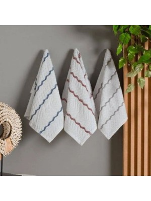 Maxstyle Zigzag Desen Mutfak Havlusu 30X50 cm 3'lü Lacivert-Bordo-Gri