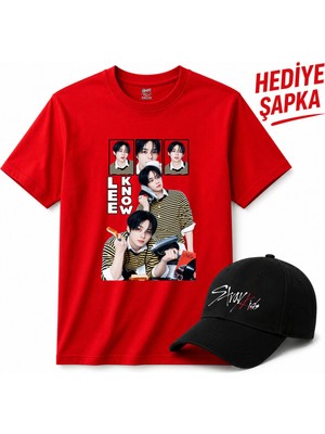 BarsDepo Lee Know Thıs That Tişört, Premıum Kalite Unisex Çocuk / Yetişkin (Şapka Hediyeli)