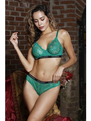 Hace Bazaar Golshan Gaudi Brazilian Slip, Kadın Dantel Brezilyan Yeşil Külot