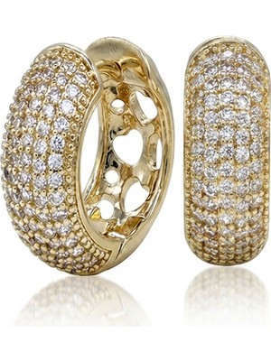 Fm 💎 Premium Parlak Gold Renk Tam Tur Taş Kaplama Kalın Halka Model Vıp Küpe 3183KKUV004