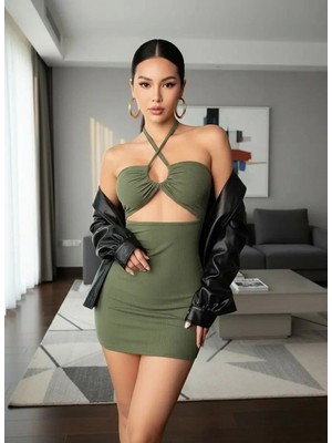 Hace Bazaar Kadın Yeşil Club Gece Elbisesi Şık Tasarım