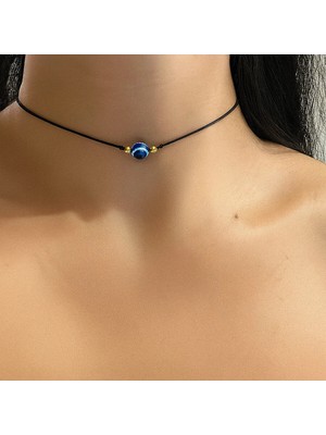 Femenino Nazar Boncuklu Ayarlanabilir Ip Choker Kolye Kadın Şans Kolyesi