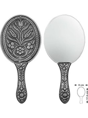 Gndz Home T8630 925 Ayar Gümüş Lale Motifli El Aynası
