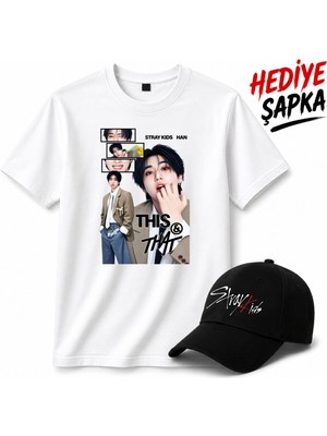 BarsDepo Straykids Han Thıs That Tişört, Premıum Kalite Unisex Çocuk / Yetişkin (Şapka Hediyeli)