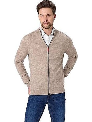 Woolona Tola Merinos Yünü Erkek Fermuarlı Sweater