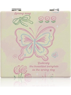 Gndz Home Kelebek Kompakt Büyüteçli Makyaj Aynası Seyahat Karikatür Sevimli Elde Taşınabilir Katlanabilir Mini Cep Boyu Büyütülmüş Kişisel Ayna (Butterfly 2)