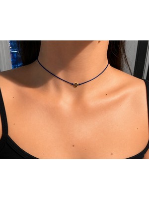 Femenino Lak Kaplama Gold Yonca Uçlu Şans Choker Kolye - Kararma Yapmaz