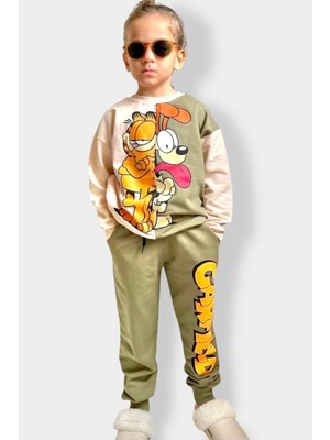 Morbella Erkek Çocuk Karakter Baskılı Alt Üst Takım Pamuklu Sweatshirt Eşofman Takımı