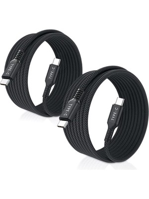 Samsung A10/A10E/A11/A12/A13/A14/A15 ile Uyumlu Örgülü 240W Type-C Kablo, 1 Metre, Siyah AZD250EM