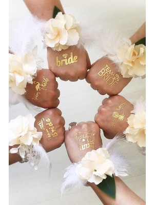 Gndz Home Bride To Be Team Bride Altın Sarısı Geçici Dövme Seti - Bekarlığa Veda Partisi 10 Adet, 5675478567