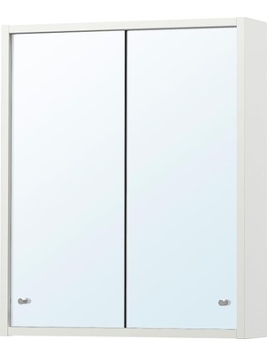 Banyo Duvar Dolabı, Beyaz, 50X13X60 Cm, 2 Ayna Kapaklı