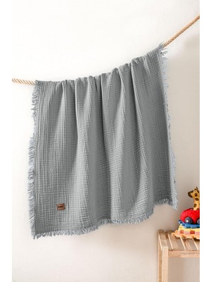%100 Pamuk Müslin Bebek Örtüsü, Gri, 100X120 Cm, 4 Kat | Nefes Alan, En Hassas Ciltler Için Uyg