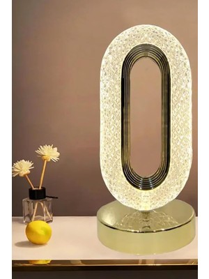 Şarjlı Dokunmatik Dekoratif Dim Edilebilir Masa Lambası (Gold, Kristal Elmas)
