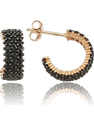 Inure Jewelry Gümüş Tamtur Siyah Taşlı Küpe