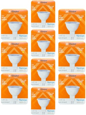 LED Ampul, 5W (40W), Sarı Işık (3000K), MR16 G4 Duylu, 10 Adet