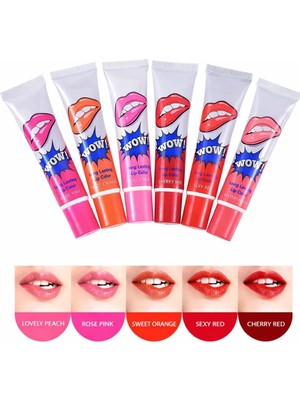 Soyulabilir Dudak Dövmeli Ruj Seti, Canlı Renk Veren Likit Tint, Uzun Süre Kalıcı, 6 Renk, Love
