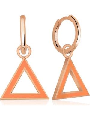 Inure Jewelry Gümüş Fosforlu Turuncu Üçgen Küpe