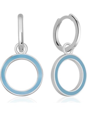 Inure Jewelry Gümüş Fosforlu Mavi Oval Küpe