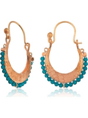 Inure Jewelry Gümüş Turkuaz Taşlı Bohem Küpe