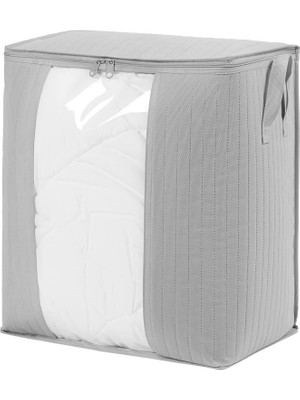 Gndz Home Ocean Home Textile Pvc Pencereli Gri Renk Kapitone Hurç 45 x 30 x 50 cm