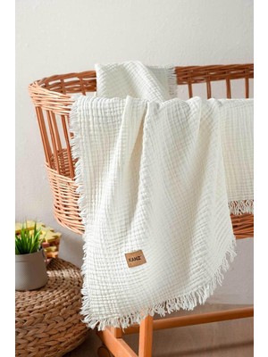 %100 Pamuk Müslin Bebek Örtüsü, Krem, 100X120 Cm, 4 Kat | Nefes Alan, En Hassas Ciltler Için Uy