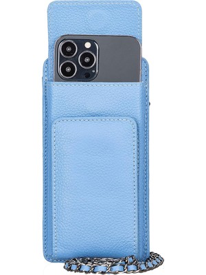 Deri Cüzdan & Telefon Kılıfı 2'si 1 Arada, Hakiki Deri, Zincir Askı, Rfıd Koruma, Telefon Bölm