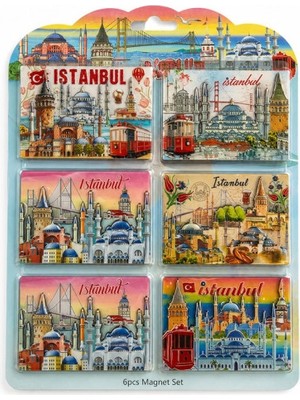 Emin Istanbul Temalı Ahşap Buzdolapı Süsü Magnet 6'lı Set Emin Najmaddin