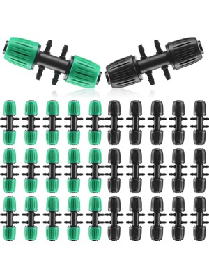 32 Adet Dikenli Tee 1/2 Inç Ila 1/4 Inç Sulama Tüpü Sulama Saptırıcı Damla Bant Adaptörü (0