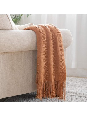 Battaniye Dokulu Düz Yumuşak Kanepe Örtüsü Kanepe Örtüsü Örme Dekoratif Battaniye, 127 cm x