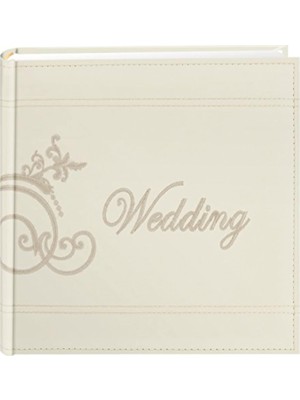 Gndz Home Pioneer Photo Albums Işlemeli Scroll ve Düğün Dikili Suni Deri Kapak Fotoğraf Albümü, Fildişi,