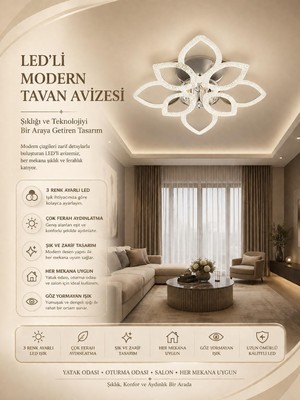 Prime Aydınlatma Çiçek 4+4'lü Ledli Krom Avize