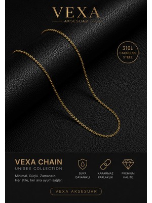 Vexa Aksesuar Hayalet Zincir 316L Paslanmaz Çelik Ince Minimal Unisex Kolye