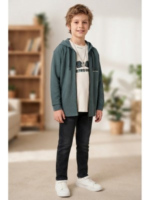 Erca Home Tekstil Ürünleri % 100 Pamuklu Kapüşonlu Uzun Kollu Okula Dönüş  Cepli Sweat 2 Li  9Y,10Y,11Y,12Y Erkek Çocuk