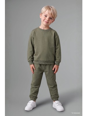 DeFacto Uzun Kollu Sweatshirt Elastik Belli Eşofman Altlı 2'li Takım Erkek Bebek H5617A526AU