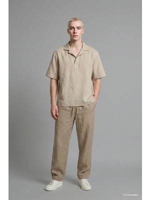 DeFacto %100 Pamuk Baggy Fit Elastik Bel Haki Pantolon G2592AX26AU