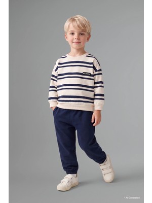 DeFacto Çizgili Bisiklet Yaka Sweatshirt Üst Lastikli Paça Alt 2'li Takım Erkek Bebek I0235A526AU