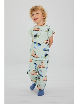 DeFacto 2'li Pijama Nane Yeşili Takım Erkek Bebek H5618A526AU
