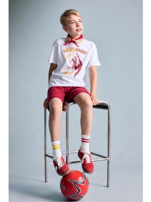 DeFacto %100 Pamuk Galatasaray Kısa Kollu Pijama Üst Şort Pijama Alt 2'li Pijama Takımı Erkek Çocuk H7511A826HS