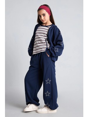DeFacto Pamuklu Baggy Fit Yıldız Baskılı Cepli Eşofman Altı Kız Çocuk H9740A826AU