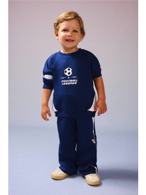 DeFacto %100 Pamuk Oversize Regular Fit Baskılı Uzun Kollu Üst Lastikli Paça Alt 2'li Takım Erkek Bebek I0656A526AU