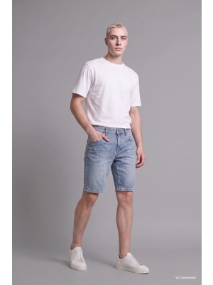 DeFacto Slim Fit Açık Mavi Bermuda Şort I1962AX26HS