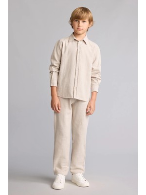 DeFacto Regular %100 Pamuk Fit Düz Paça Bej Pantolon Erkek Çocuk H4584A826AU