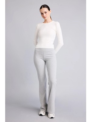 DeFacto Flare Fit Ribana Gri Melanj Pantolon E0628AX26AU