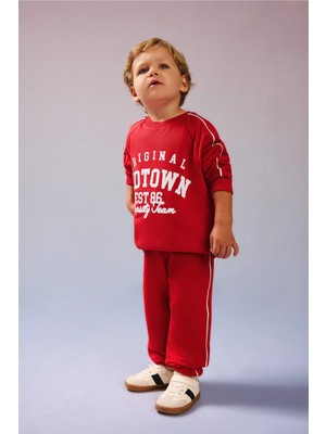 DeFacto Slogan Baskılı Sweatshirt Eşofman Altı 2'li Takım Erkek Bebek H9789A526AU