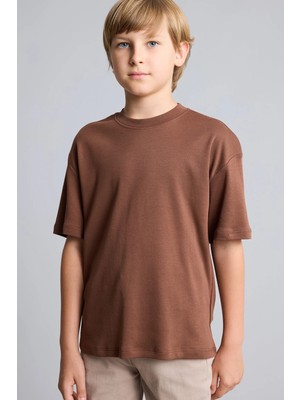 DeFacto %100 Pamuk Oversize Bisiklet Yaka Kısa Kollu Basic Tişört Erkek Çocuk G6486A826AU