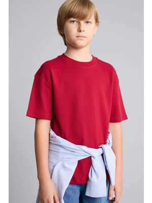 DeFacto %100 Pamuk Oversize Bisiklet Yaka Kısa Kollu Basic Tişört Erkek Çocuk G6486A826AU