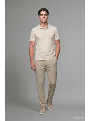 DeFacto Regular Fit Kısa Kollu Polo Bej Tişört I0118AX26HS
