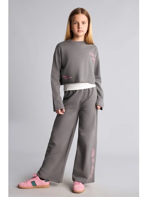 DeFacto Sweatshirt İç Atlet Üst Esnek Belli Eşofman Alt 3'lü Takım Kız Çocuk I0854A826AU