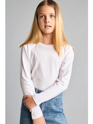 DeFacto Regular Fit Bisiklet Yaka Basic Uzun Kollu Tişört Kız Çocuk G0860A826AU