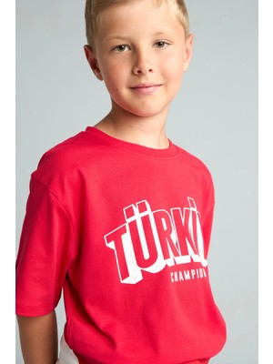 DeFacto Regular Fit Bisiklet Yaka Türkiye Baskılı Kısa Kollu Tişört Erkek Çocuk I4111A826HS